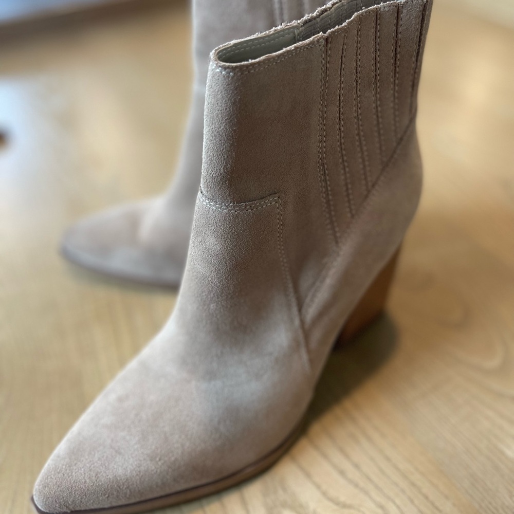 Marc Fisher Taupe Suede Ankle Booties